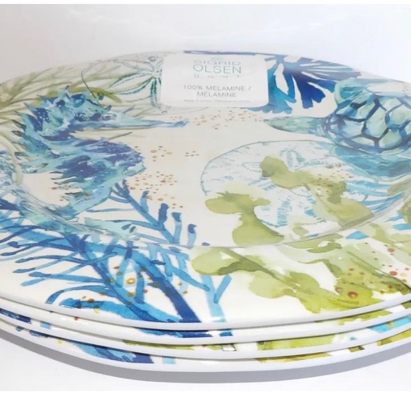Sigrid Olsen Dining Sigrid Olsen Turtle Sea Life Melamine Dinner Plates Set Of 4 New Poshmark